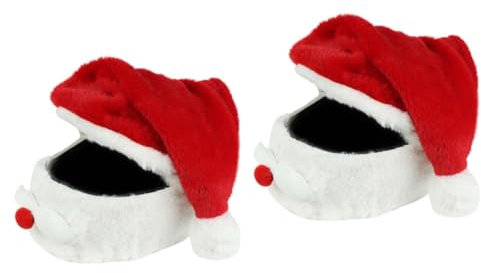 SOLUSTRE 2stücke Weihnachtsmann Motorradhelmbezug Lustige Weihnachtsmütze Für Helme Wiederverwendbar Waschbar Passt Für Helme Für Festliche Fahrten Im Freien