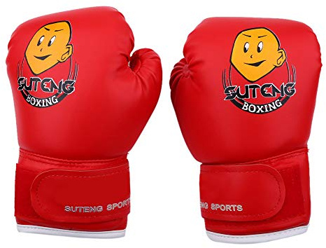 Boxningshandskar Barn, Barnboxningshandskar Kickboxning Sparring Boxningssäck Träningshandskar för Barn 3 Till 12 år Muay Thai Sparring slå Kickboxning Grappling och Sandsäck (red)