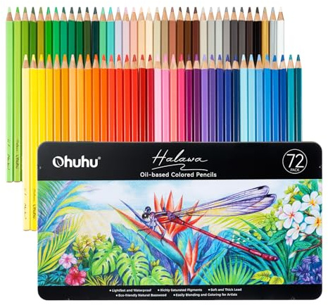 Ohuhu Lapices Colores, 72 lápices de alta pigmentación mezclables con mina de 4 mm con base de aceite, lápices de colores profesionales para artistas, Adultos, estudiantes, dibujo, bocetos y retratos