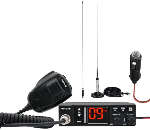 Retevis MB63A CB Radio, 12/24V CB Radios Complete Kit with Antenna, AM/FM, NB/ANL, Cooling System, 40 Channel, PA System, Cigarette Lighter, VOX, EMG CH9/19, CB-Radio for Self-Driving Travelers