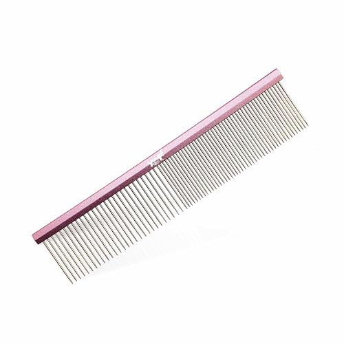 YUUP! - PINKCOMB MINI Pettine denti larghi e arrotondati professionale in acciaio inox, pettine per cani e gatti, accessori toelettatura cane e gatto