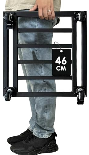 Hongsane 45 cm fyrkantigt växtstativ med hjul kraftiga, stor metallväxtcaddie inomhus utomhusbruk, rullande växtdocka med industriella hjul, rostsäker svart växtbricka för stora planterare, 1-pack