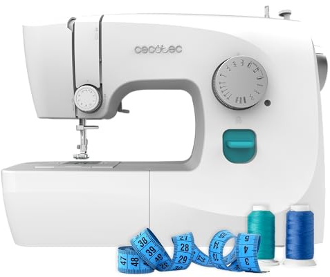Cecotec Macchina da Cucire per Principianti BelleCouture 1500 Elite. 15 Punti, Asola Manuale a 4 Tempi, Asolatore Regolabile, Tensione del Filo Regolabile e Kit di Accessori