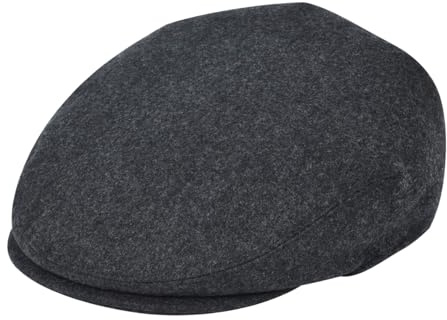 FEINION Men's Wool Tweed Newsboy Ivy Cap Gatsby Golf Flat Hat (Dark Grey, 7 1/2)