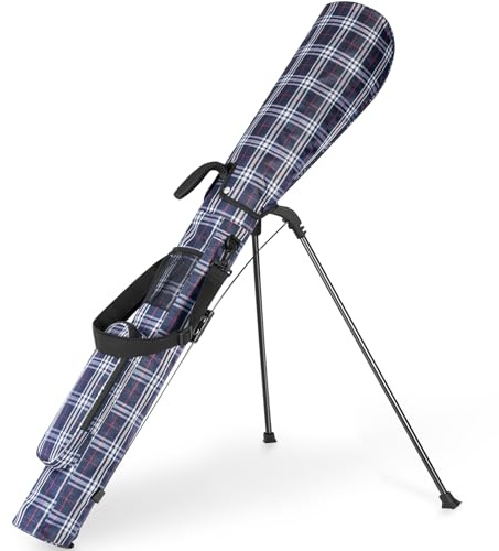 FREEAMG Borsa da Golf da 120CM con Supporto, Borsa da Golf da Passeggio Leggera e Portatile con 2 Tasche, Tracolle Regolabili per Driving Range, Campi par 3 e Campi Executive (Blu)