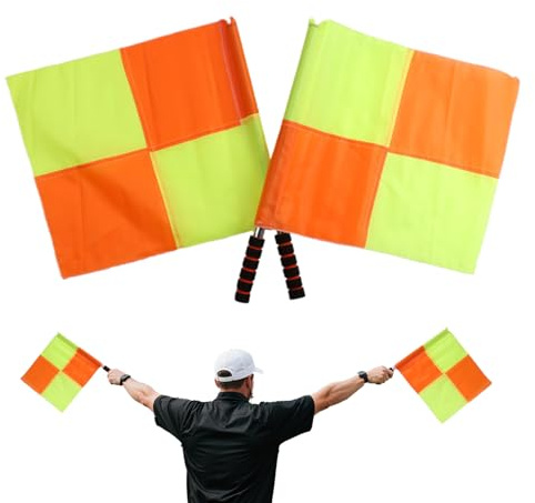 Fußball Schiedsrichter Fahne - 2 Stück Hochsichtbare Linienrichter Fahnen Mit Komfortgriff | Ausrüstung Für Fußball Rugby Hockey & Schulwettbewerbe | Reißfestes Fuß-ball & Volleyball Schiri Set