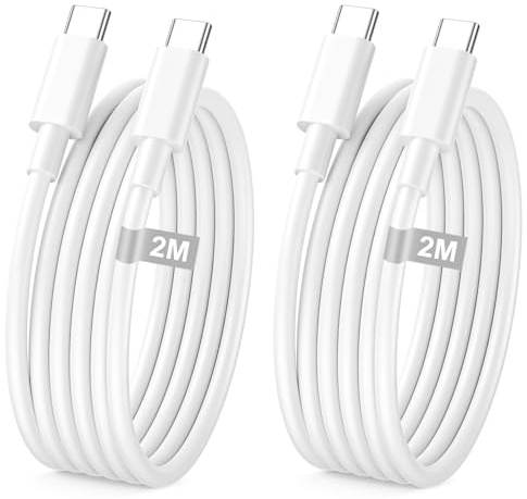 Cable USB C a USB C Carga Rapida 2M+2M 2Pack, 60W Cable Phone 15 16 17 | Cable Cargador Tipo C Carga Rapida Cable USBC 2M Cabo para Phone 17 Air 16E/17 16 15 Pro Max Plus,iPad Air/Mini/Pro,Samsung