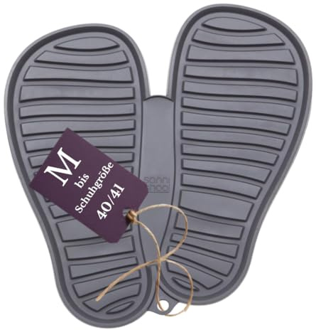 Sanni Shoo Schuhablage Schuhabtropfschale - M (bis Schuhgröße 41), grau | Flexible Schuhmatte Abtropfmatte; Waschbar bei 30°C; Schuhwanne aus BPA-freiem Kunststoff; In Europa gefertigte Schuhschale