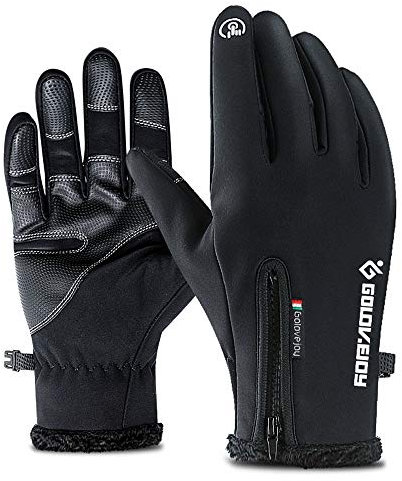 Muzboo Guantes de pantalla táctil resistentes al viento e impermeables para hombres, mujeres, bicicletas y motocicletas, esenciales para actividades al aire libre en clima frío - negro - Medium