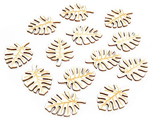 Logbuch-Verlag 12 hojas pequeñas de madera para otoño monstera decoración para esparcir 6 cm – Decoración de verano exóticas tropicales naturales