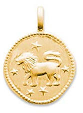 Tata Gisèle © Pendentif en Plaqué Or 18 cm - Signe du Zodiaque - Sachet Cadeau Velours Offert (Lion)