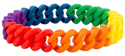Amosfun Regenbogenstolzarmbänder personifizierten auffälliges buntes Regenbogenarmband-Silikon LGBT Armband für Frauenmädchenmänner