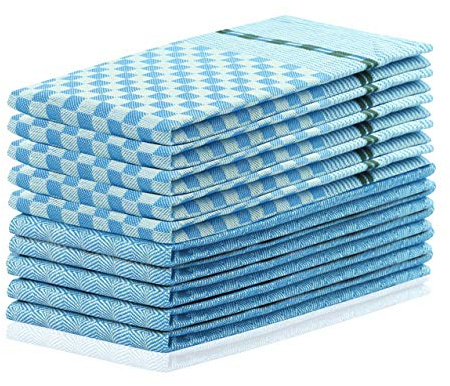 DecoKing 10er Set Küchentücher 50x70 cm mit Aufhänger 100% Baumwolle Blau hochwertige Geschirrtücher Louie