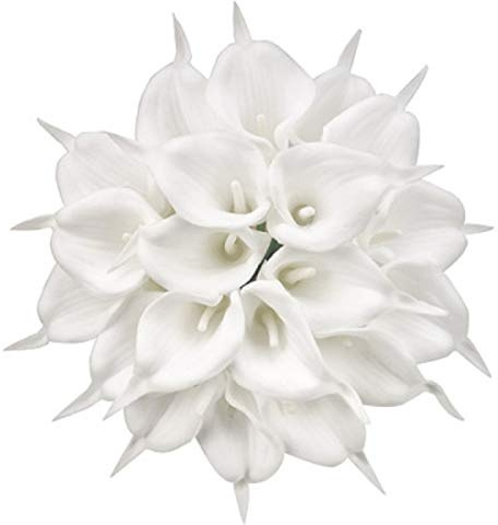 Ulalaza 20 PCS Calla Lily Artificial PU Latex Real Touch Fake Flower Bouquet for Party Bridal Wedding Home Décor