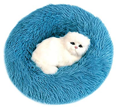 Sunnykud Deluxe Haustierbett Rundes Plüsch Bett für Haustiere in Doughnut-Form Hundebett Katzenbett Flauschig Weich Hundekissen Hundesofa Wasserfeste Unterseite Katzensofa