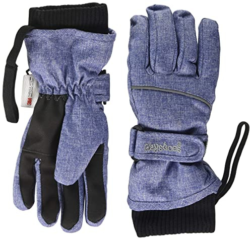 Playshoes unisex barn finger vinter handschuhe mit Klettverschluß, Jeans blå, 5 (ca. 8-12 Jahre)