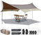 Forceatt Toldo de Refugio Impermeable, 3.7 * 4.3m Hamaca Tienda Tarp con 6 Puntos de Sujeción se Puede Usar con Carpa y Hamaca en Campamentos, Caminatas, Mochileros y Jardín.