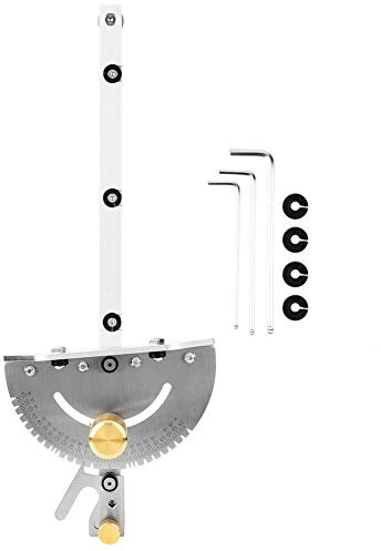 Gehrungslehre, Precision Tischsäge Gehrungslehre Gehrungsanschlag mit 3-teiligem Schraubenschlüssel Tischkreissäge mit Messing für Dewei 744 745 und Makita 2705 Tischsäge(Einstellbarer Winkel 0-60 °)