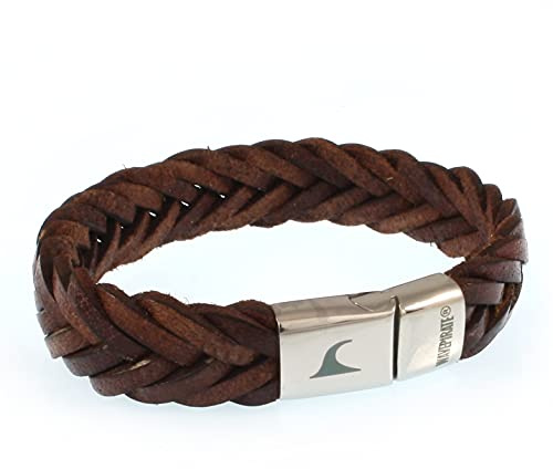 WAVEPIRATE® Leder-Armband Tarifa F15 Braun 20 cm Edelstahl-Verschluss in Geschenk-Box Surfer Männer Herren