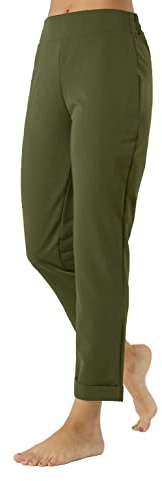 CALZITALY Damen Karottenhose | Elegante Chinohose Frauen mit Aufschlag | Schwarz, Blau, Grau, Grün, Rost, Kamel | XS, S, M, L, XL | Made in Italy (Grün, L)