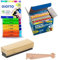Blumie Shop Set di 100 gessetti + 6 porte Giotto, 1 spazzola in legno, lavagna nera, marca pagina, forma gatto (colori 100)