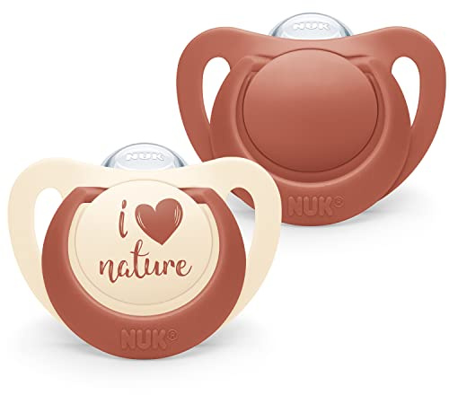 NUK for Nature Babyschnuller | aus nachhaltigem Silikon | kiefergerechte Form | BPA-frei | 18-36 Monate | terrakottarot | 2 Stück