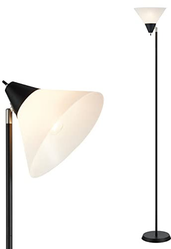 HonoDing Lampada da terra con paralume in argilla e testa regolabile per soggiorno/ufficio/camera da letto (nero)