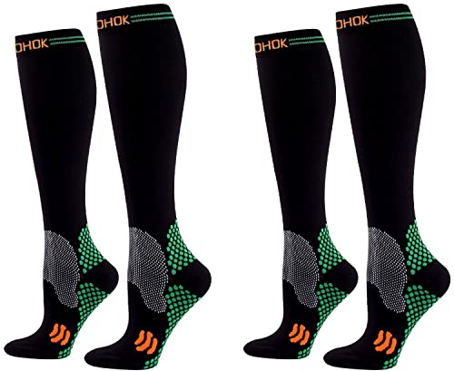 COCOHOK Kompressionsstrümpfe Sport Herren & Damen, Fit für Sport, Fußball, Flug, Laufen, Kompressionssocken für Männer & Frauen für Steigerung der Leistung, Ausdauer, Durchblutung und Erholung