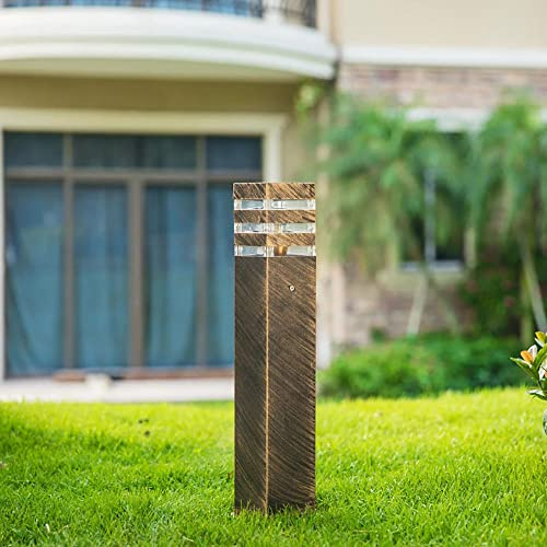 Quevia-Eletro Außen Sockellampe Retro E27,LED Sockelleuchte Außen,Bronze Garten-leuchte IP44 Wasserdicht Aluminium Säulelampe Pollerleuchten Rasen Terrasse Hof Außenlampe H40CM