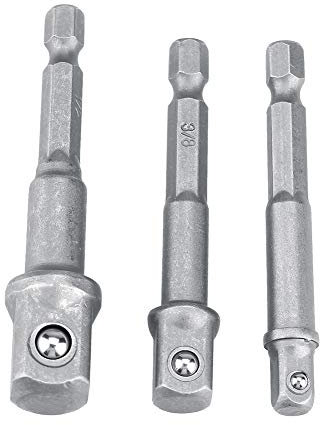 Kuuleyn 3Pcs Impact Grade Socket Adapter Set 1/4 3/8 1/2in Drill Bits Extension Bar for Cordless Drills Ratchet Extension Universal Socket Wrench Adapter Set(Short)