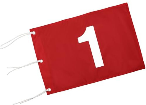 KINGTOP Grommets Golf Flag with Securing Strings, 14 by 20, Putting Green Flags for Golf Course, Driving Range 420D Nylon Golf Pin Flags, Red Flag Numbered#1