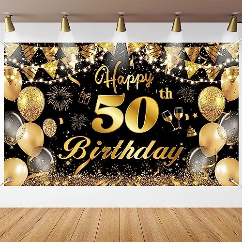 Waylipun 50 Geburtstag deko, Wesentliche Dekoration für 50. Geburtstagsfeier, Dekoration Banner Hintergrund, Extra Große Geburtstags 50 Schild Poster zum Geburtstagsfeier Deko für Männer und Frauen