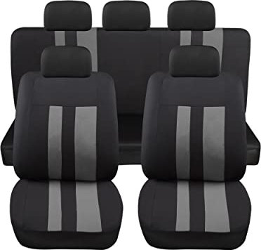 Rebeca Shop - Copri sedili Auto Universali LS07 | Colore Grigio | Set Anteriori e Posteriori | Poliestere | No Suv