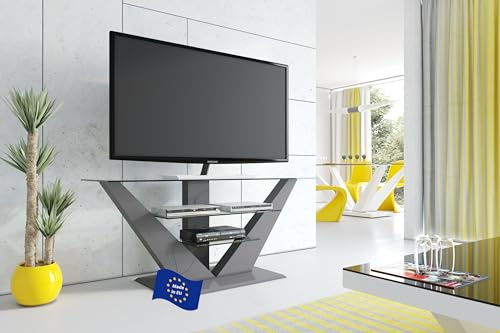 Design TV Schrank HL-111 Grau Hochglanz Glas TV Möbel TV Rack TV Ständer Fernsehtisch