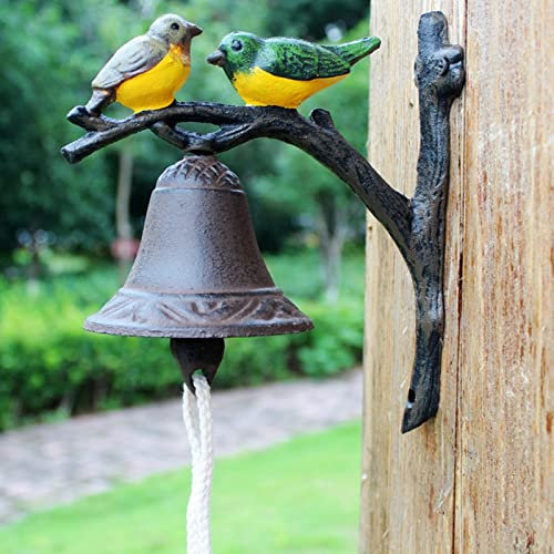 Türglocke Gusseisen Glocke Türklingel Aus Gusseisen mit Bunten, Hübschen Vögeln, Glocken für Schütteln Am Bauernhof für Die Haustür Terrasse Bauernhof, Halterungsmontage