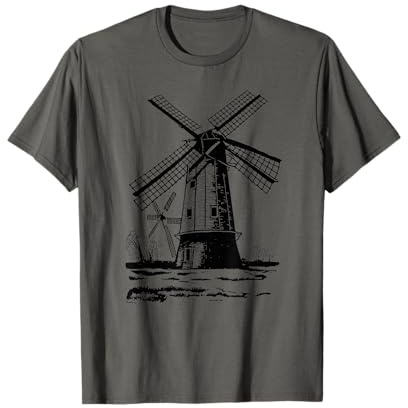 Windmill Shirt Dutch Windmill Line Drawing T-Shirt