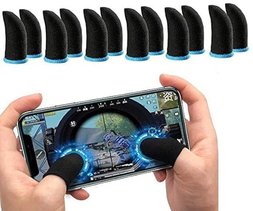 SEIFB PUBG Mobile Finger Sleeve for gaming, Pack of 12 Finger Sleeves for Gaming, Anti-sweat Thumb Sleeves for Mobile Gaming, Breathable Pro Gaming Finger Gloves, Touch Screen Finger Sleeves