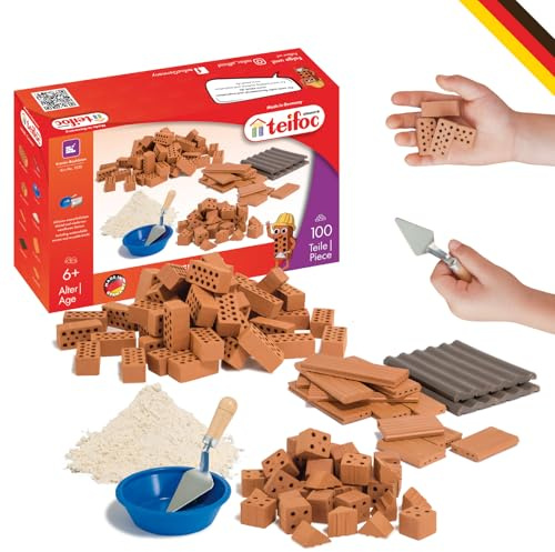 teifoc 1530 - Set di accessori in pietra 100 mattoni in miniatura per progetti fai da te, per bambini dai 6 anni in su