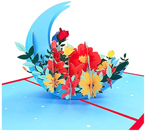 DUnLap Grußkarte 10 stücke Blumenkorb Mond Handgemachte Origami 3D Pop HOCH Grußkarte Einladung Postkarte Wunsch Hochzeit Geburtstag Weihnachten Party Geschenk Grußkarte hochzeit