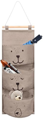 Gaomoeny Wand Hängen Tasche, Wand hängender Aufbewahrungstasche, Badezimmer Hängende Tasche, Faltbare Hängetasche Organizer mit 3 Taschen für Badezimmer Kinderzimmer Schlafzimmer (braun)