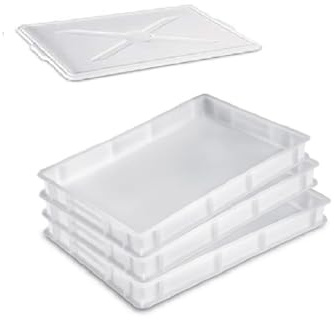 mille idee 3 Contenitori 60x40x7 cassetta bacinella impasto pizza panetti lievitazione 60x40x7 con 1 coperchio 60x40