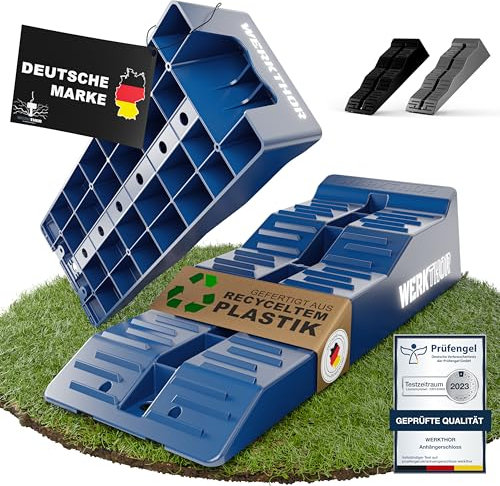 WERKTHOR Auffahrkeile für Wohnmobil - [2er Set] Hochbelastbare Auffahrkeile für maximalen Halt [<5t] - Auffahrkeile für Wohnwagen Wohnmobil & Anhänger - Keile für jeden Untergrund