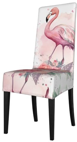 YoupO Stuhlhussen, Vintage, Boho, Flamingo, Blumen, bedruckt, für Esszimmer, Küche, abnehmbar, waschbar, Stuhlschutz für Zuhause, Restaurant, Schwarz, 11110