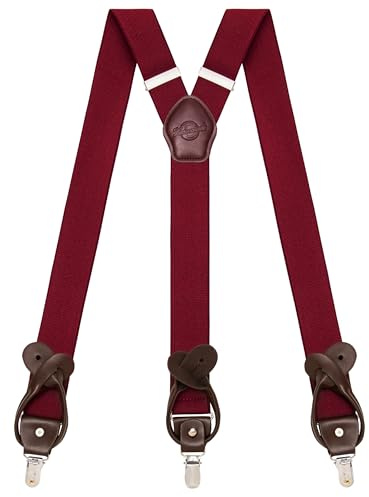 Kohentact Tirantes para Hombre con Clip y Botón, Incluye 6 Botones, Ancho de 3.5 cm en Forma de Y para Alturas Hasta 200 cm, Acero Inoxidable, Rango de Ajuste de Elasticidad Extra Grande