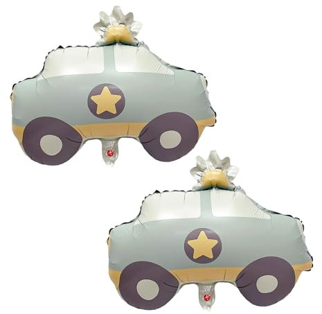 Luftballons Auto 2 Stück Mattes Auto Ballon Polizeiauto Ballons Große Schöne Karikatur Dekor Kindergeburtstag Geburtstag Party Dekoration für Jungen Mädchen Geburtstagsdeko