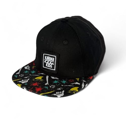 Kahuna Kids - Gorra de surf para niños pequeños - Gorra Shaka Surf de ala completa, color negro