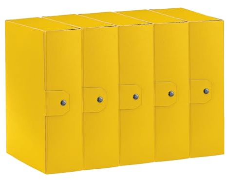 Esselte C30 Eurobox 390330090 - Carpeta proyectos para archivar, cierre con botón, 25 x 35 cm, lomo 10 cm, amarillo, paquete de 5 unidades