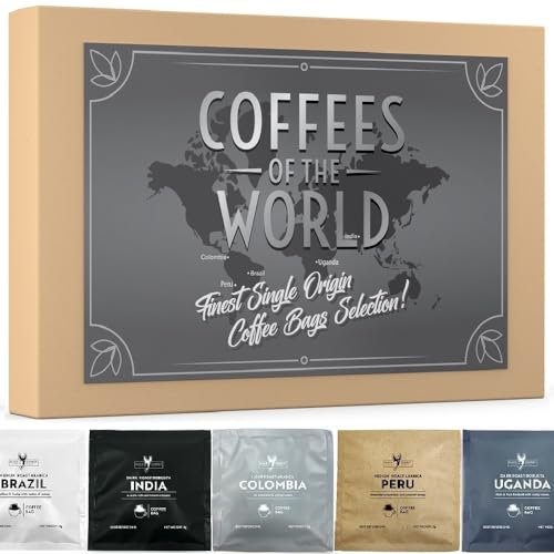 Coffee Bags Tasting Collection Gift Set | Selection of Finest Specialty Coffees | 15 Bags | Hamper Style Letterbox Gift Idea for Him & Her