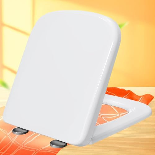 WC Sitz mit Absenkautomatik Toilettendeckel mit Quick-Release Eckig Universal Toilettensitz Abnehmbar Klobrille Wc Deckel Abnehmbar Top-Installation,white-36 * 44cm