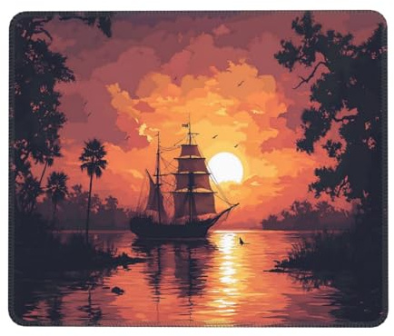 Gtohoo Mauspad Sonnenuntergangslandschaft 400 x 300 x 3 mm Gaming Mauspad, Office Computer Mauspad mit Wasserdicht Anti-Rutsch-Gummiboden, Leichte Gleitung, Vernähte Kanten mit Motiv